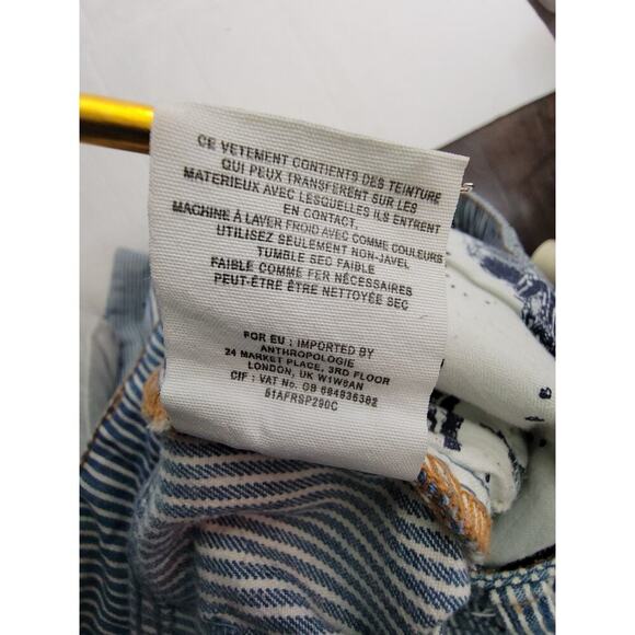 Pilcro Jeans Womens Sz 29 Stet Fit Crop Tapered Distressed Striped Anthropologie - Picture 8 of 11